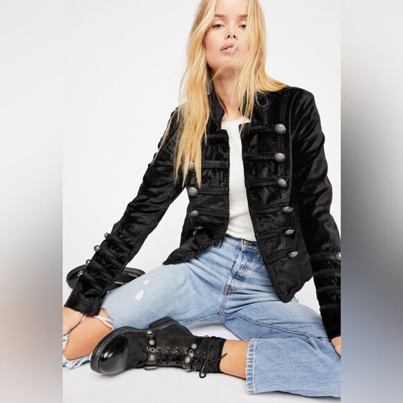 NWT Free People Velvet Fitted Military Jacket Small - Picture 3 of 13